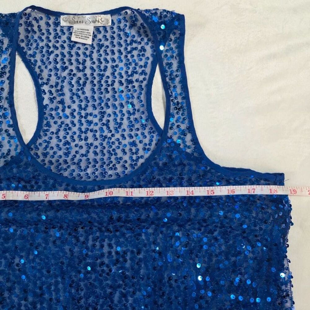 Medium blue sequin Razorback tank top - Picture 5 of 5